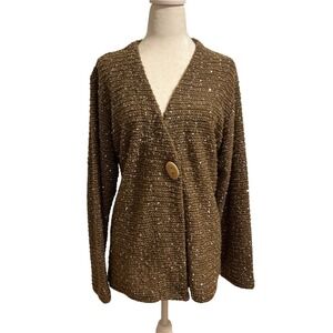 Toffee Apple XXL brown sequin lagen topper sweater jacket cottage office